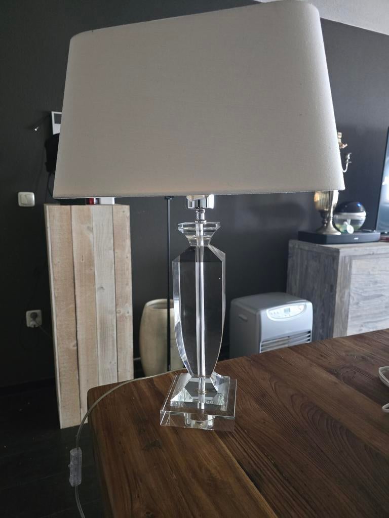 Elegante tafellamp met geslepen glas - 57cm hoog, Modern, Klassiek, Luxe, 50 tot 75 cm, Ophalen of Verzenden, Glas
