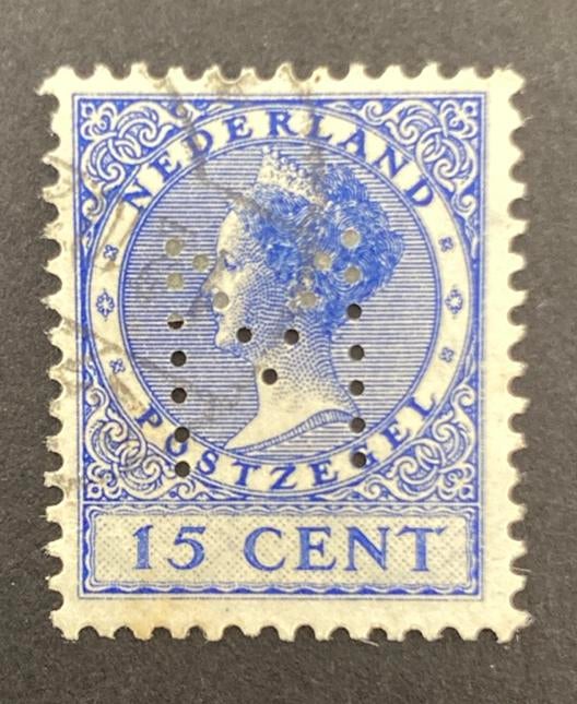 Perfin M 1 in nvph 186a, Ophalen of Verzenden, Gestempeld
