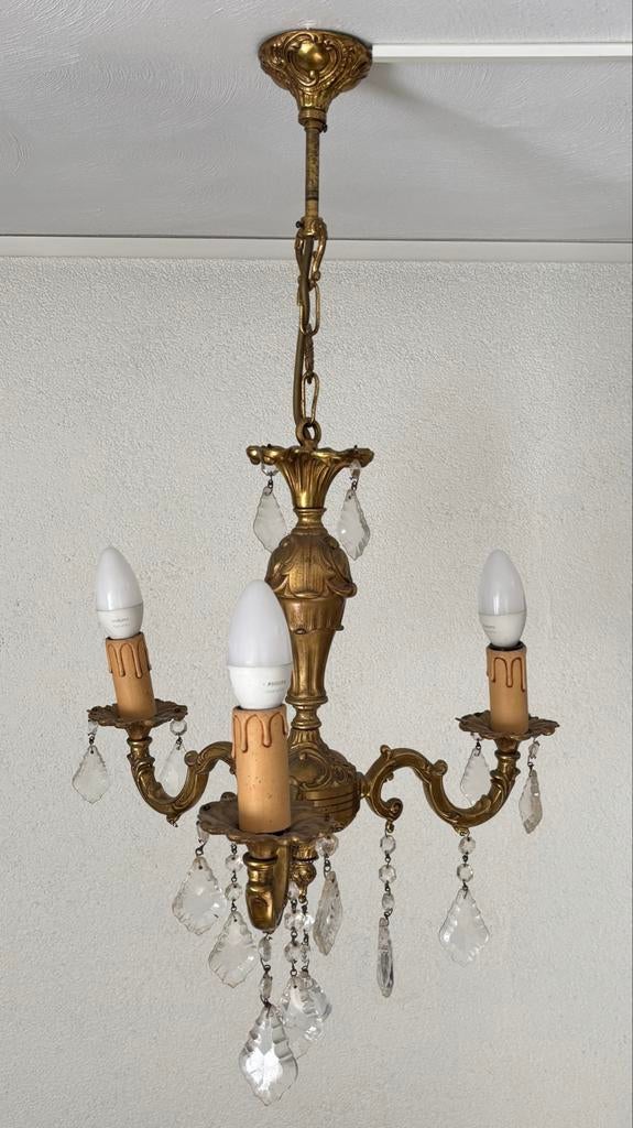 Oude lamp met 3 lichtpunten, Ophalen of Verzenden, Gebruikt, Metaal