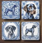 Duitse Staande Draadhaar Delfts Blauw onderzetters met houde, Ophalen of Verzenden, Nieuw, Glas of Kopje