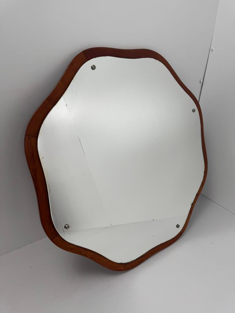 Danish Teak Organic Wall Mirror, Ophalen, Rechthoekig