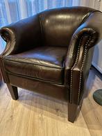 Chesterfield fauteuil leer in nieuwstaat!, Huis en Inrichting, Fauteuils, Ophalen, Zo goed als nieuw, 75 tot 100 cm, Leer