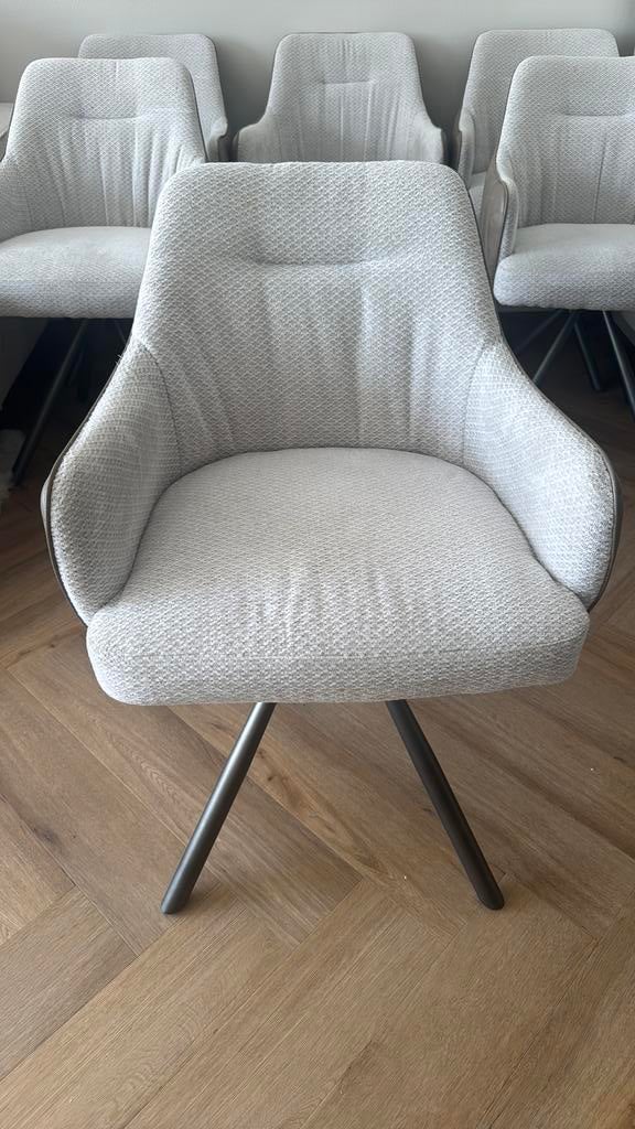 Wit taupe kleur stoelen 6 stuks, Huis en Inrichting, Fauteuils, Ophalen, Gebruikt, Minder dan 75 cm, Leer
