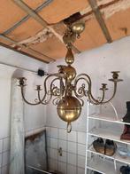 Antieke messing zesarmige karsenkandelaar, Ophalen, Koper of Brons