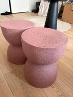 2 roze bijzettafels van Action, zo goed als nieuw, Huis en Inrichting, Ophalen, Minder dan 55 cm, Rond, Zo goed als nieuw