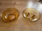 Set van 2 Art Deco Schalen - Amberkleurig Glas, Ophalen of Verzenden