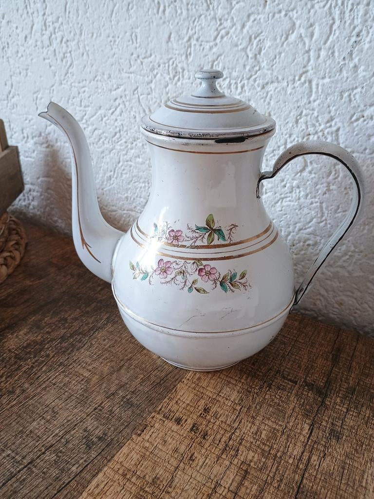 Oude emaille ketel / koffiekan / kan, Antiek en Kunst, Ophalen of Verzenden