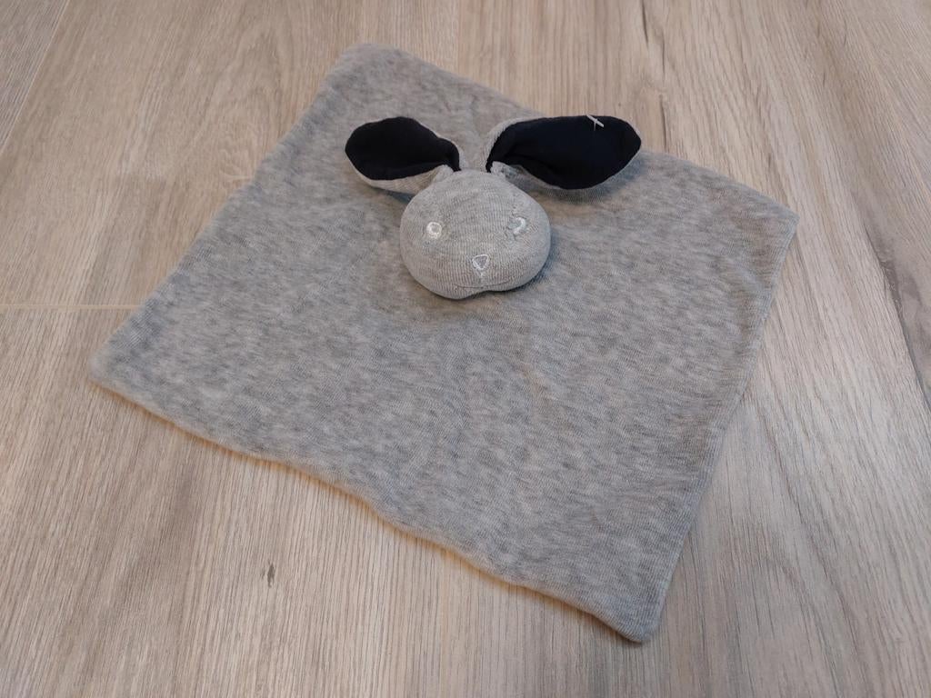 Knuffel knuffeldoekje bambino konijn grijs blauw L881, Ophalen of Verzenden, Zo goed als nieuw