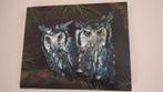 schilderij uil, Huis en Inrichting, Ophalen of Verzenden, Zo goed als nieuw, Schilderij, Minder dan 50 cm