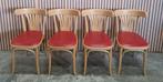 4 x Cafestoelen Vintage Ton cafe stoelen hout leer Thonet, Ophalen of Verzenden, Zo goed als nieuw, Vijf, Zes of meer stoelen