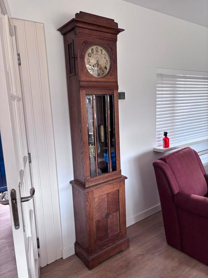 Antieke staande klok - Eikenhout, Antiek en Kunst, Antiek | Klokken, Ophalen