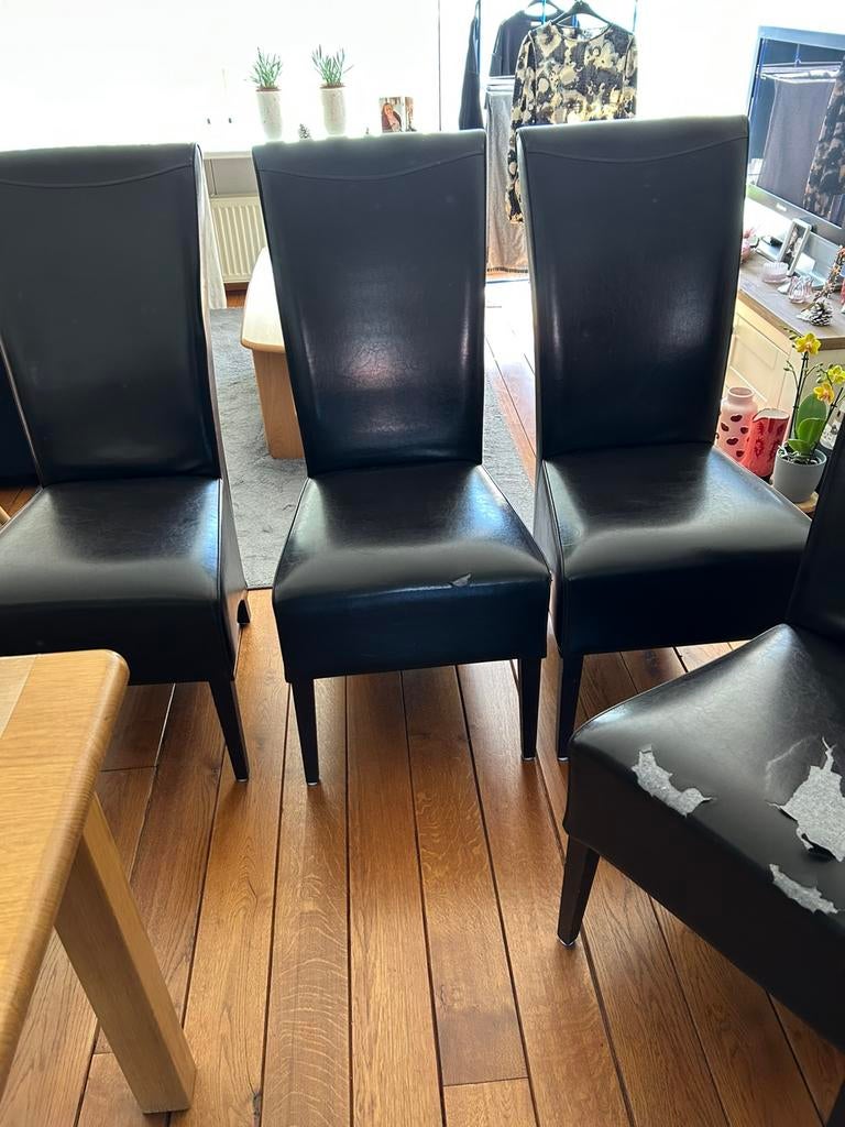 Eetkamer stoelen bruin, Ophalen, Gebruikt, Bruin, Leer