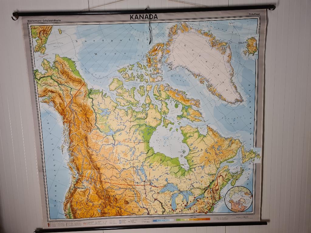 Oude Schoolkaart Kanada, Antiek en Kunst, Ophalen, Aardrijkskunde