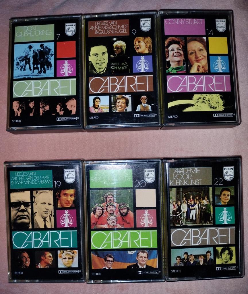 6x MC's van Philips Cabaret serie no. 7, 9, 14, 19, 20 & 22, 2 t/m 25 bandjes, Ophalen of Verzenden, Zo goed als nieuw, Origineel
