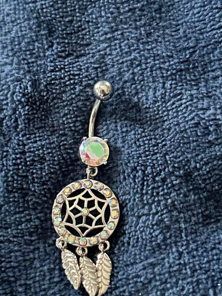 Dromenvanger Navelpiercing met Diamantjes, Navelpiercing, Staal, Nieuw, Ophalen of Verzenden