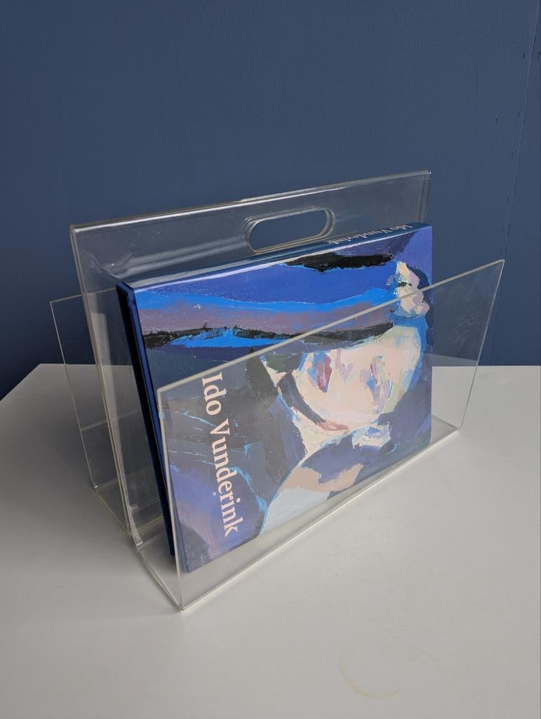 Vintage plexiglas tijdschriftenhouder, Ophalen of Verzenden, Gebruikt