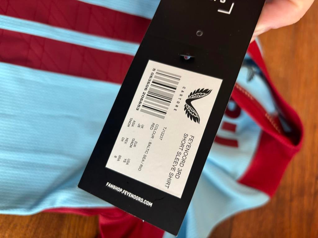 Feyenoord 3e shirt Valente - Nieuw met kaartjes, Ophalen of Verzenden, Nieuw, Overige maten, Blauw