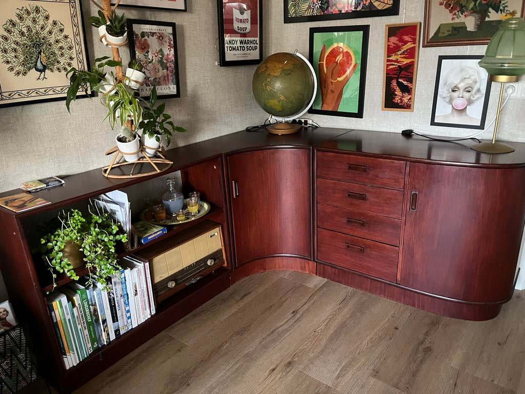 Vintage hoekkast 3-delig Kempkes Meubelen, Ophalen, Gebruikt, Met deur(en), 150 tot 200 cm