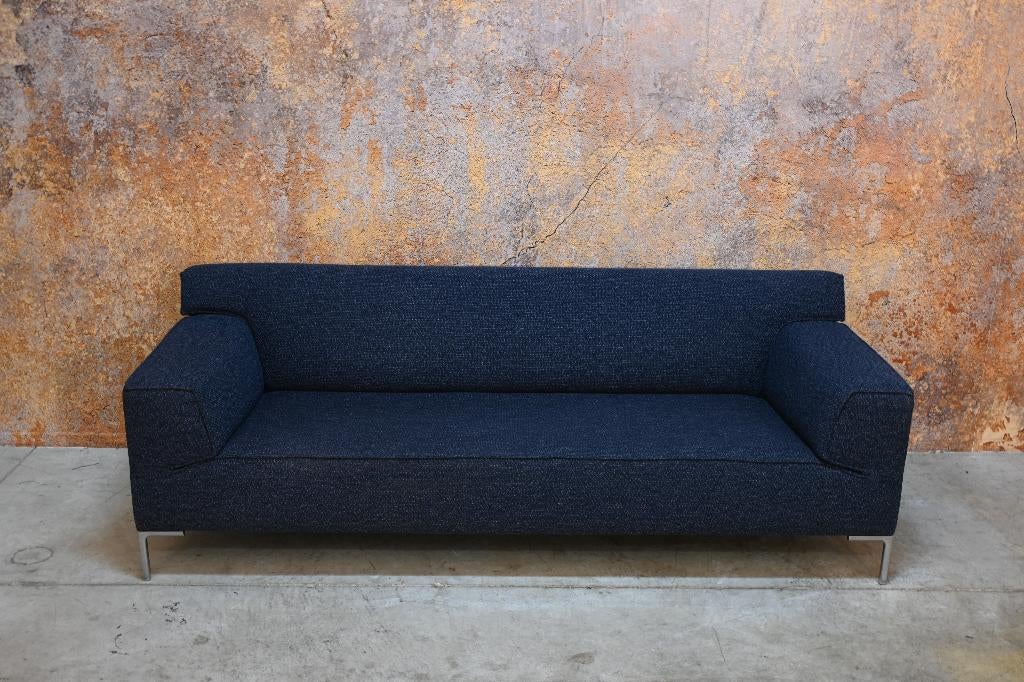 ZGANieuw blauwe stoffen Design on Stock Bloq 3 zitsbank, Design on Stock, 75 tot 100 cm, Ophalen of Verzenden, Rechte bank