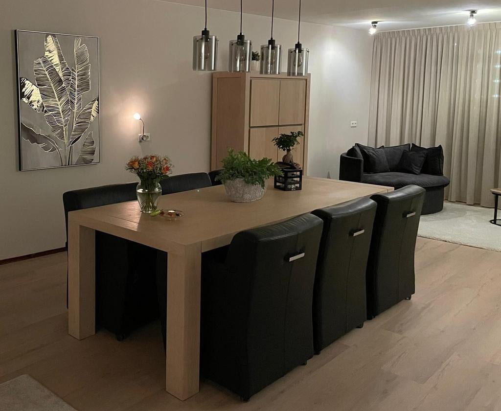 Eethoek met 6 stoelen, Ophalen, 75 m² of meer, Zwart, Laminaat