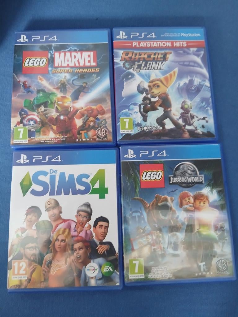 PS4 games: Lego Marvel, Sims 4, Lego Jurassic, Ratchet, Avontuur en Actie, Eén computer, Ophalen of Verzenden, Vanaf 7 jaar
