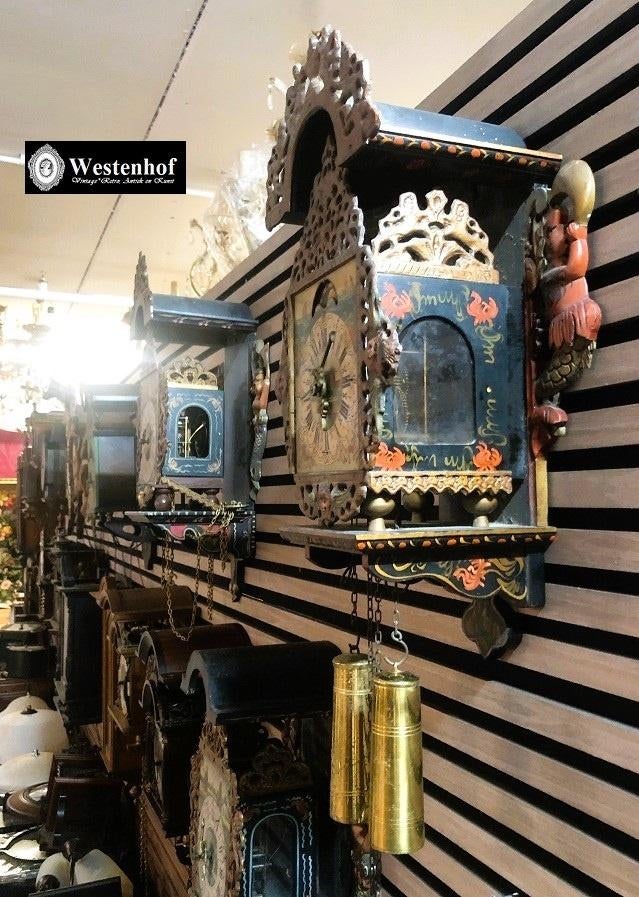 Antieke wandklok  Friese stoelklok - klok met zeemeerminnen, Ophalen of Verzenden