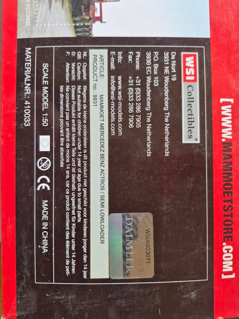 WSI MAMMOET NOOTEBOOM 4as SEMITRAILER, Ophalen of Verzenden, Bus of Vrachtwagen, Wsi