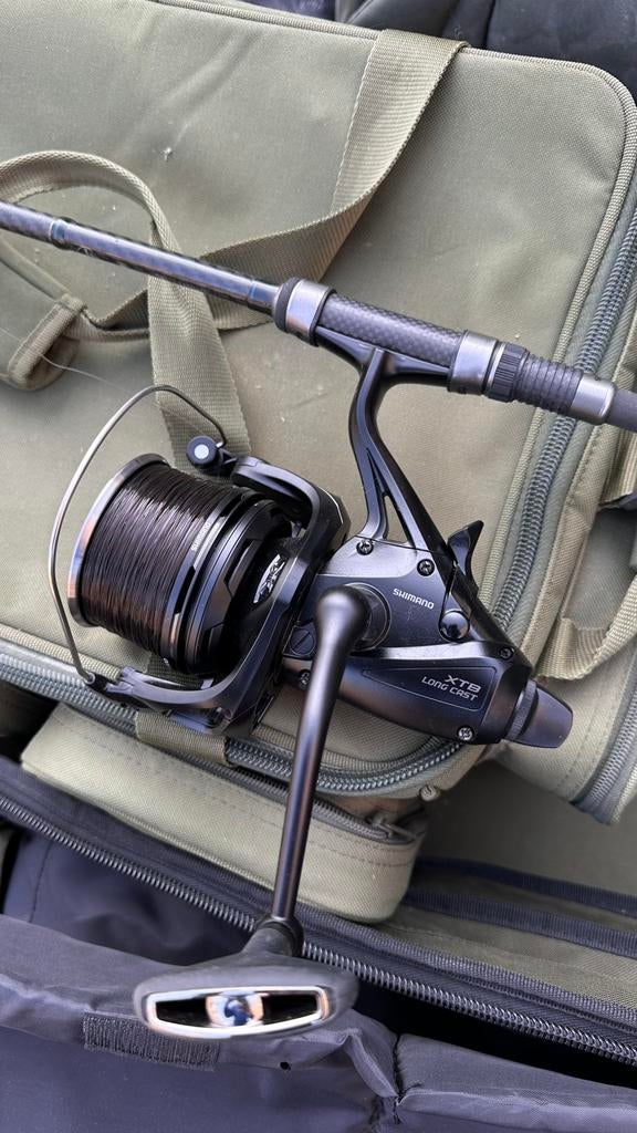 3x Shimano TX4 Karperhengels + Shimano XTB Longcast Molens, Watersport en Boten, Hengelsport | Karpervissen, Ophalen, Zo goed als nieuw