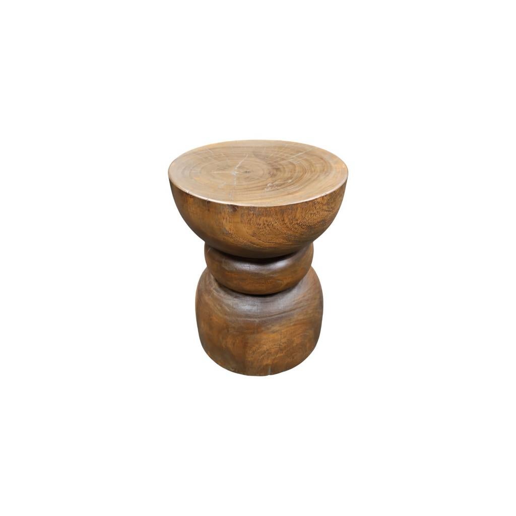 Massief teakhouten bijzettafel, 45 tot 60 cm, Minder dan 55 cm, Rond, Nieuw