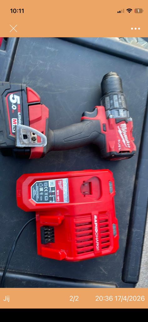 Milwaukee M18 accu boormachine, Ophalen of Verzenden, Zo goed als nieuw, Boormachine