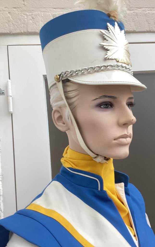 Fanfare, harmonie , korpspet , wit/ blauw met pluim, Ophalen of Verzenden, Zo goed als nieuw, Accessoires