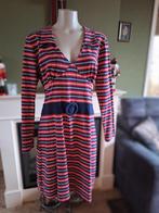 Mademoiselle Yeye hartjes jurk rood blauw creme XXL, Maat 46/48 (XL) of groter, Knielengte, Gedragen, Mademoiselle Yeye