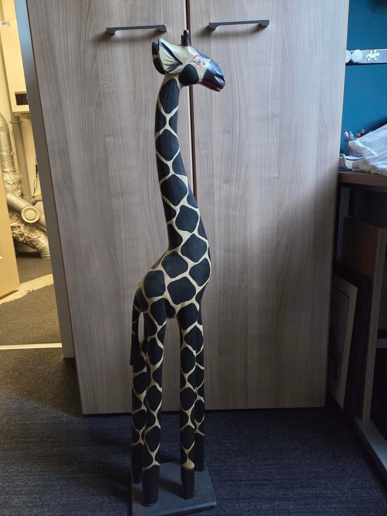 Houten Giraffe Beeld - Handgesneden Decoratie, Huis en Inrichting, Ophalen, Hout, Overige stijlen, Gebruikt