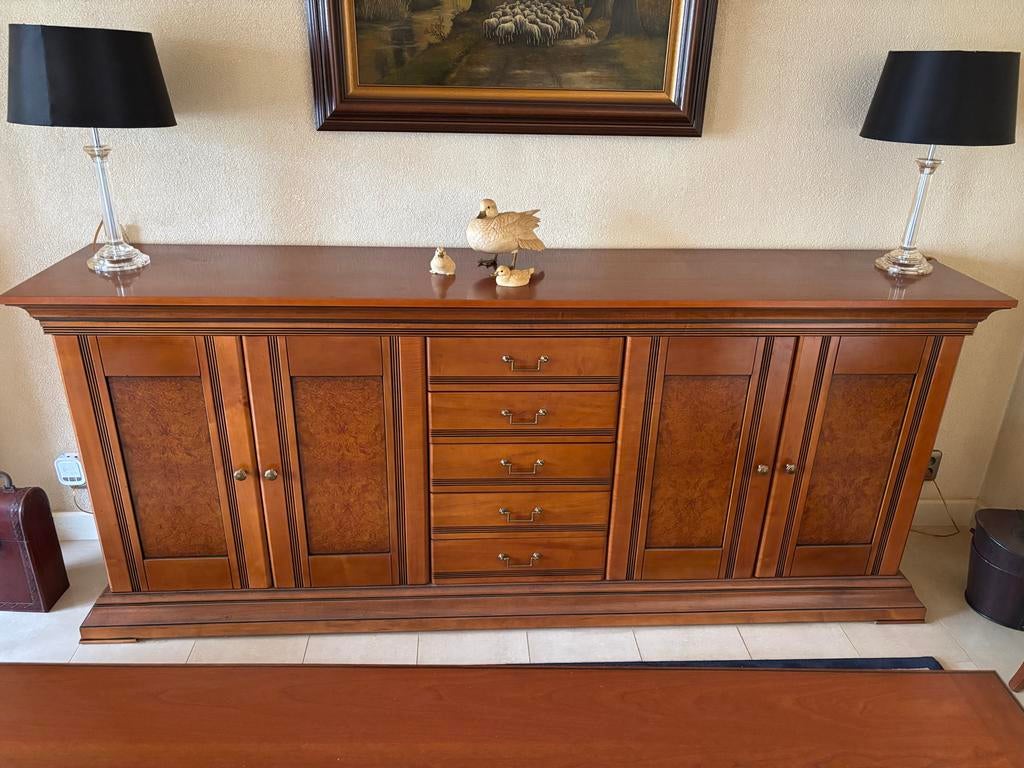 Kersenhouten dressoir met lades en deuren, Huis en Inrichting, Ophalen, Gebruikt, 200 cm of meer, 25 tot 50 cm