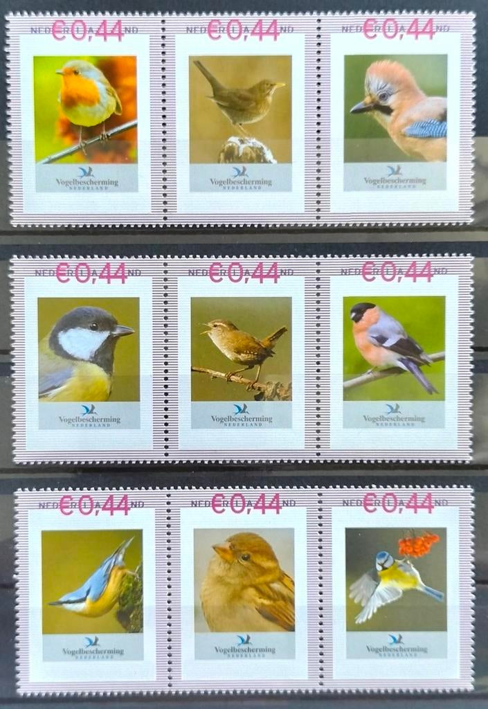 9 Persoonlijke Postzegels Vogelbescherming Postfris., Postzegels en Munten, Postzegels | Nederland, Verzenden, Postfris