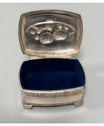 Antiek verzilverd doos juwelendoosje sieradendoos fluwelen, Ophalen of Verzenden