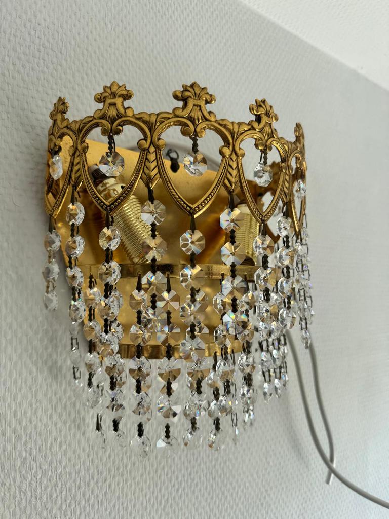 Antieke Wandlamp / Kristallen Wandlamp, Ophalen, Zo goed als nieuw