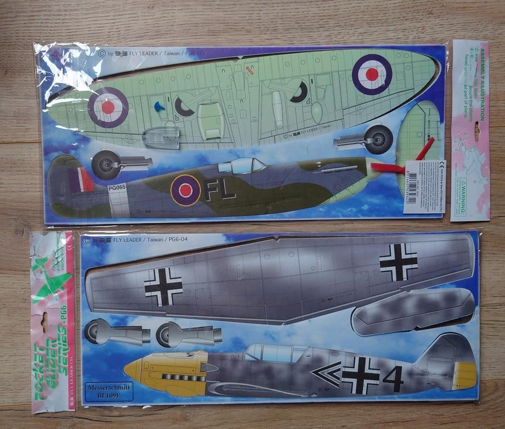 Pocket Glider Spitfire én Messerschmitt WWII vliegtuig  pst, Ophalen of Verzenden, Luchtmacht, Engeland, Overige typen