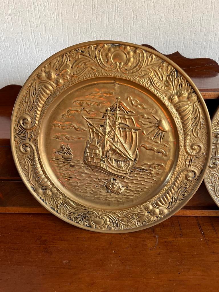 Wandborden Zeilschepen Set van 2, Overige materialen, Gebruikt, Schaal, Rond