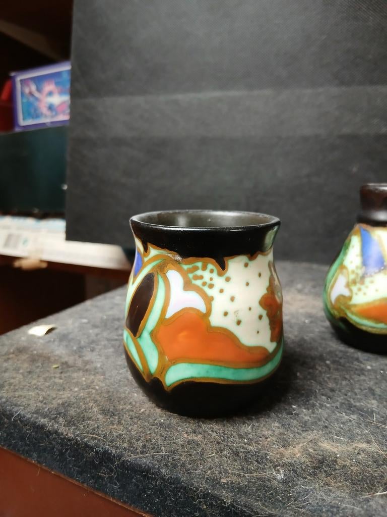 Mooi vaasje gouds plateel, Ophalen of Verzenden