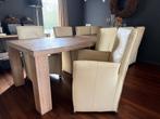 Acht mooie beige eetkamerstoelen, Huis en Inrichting, Ophalen, Overige kleuren, Leer, Vijf, Zes of meer stoelen