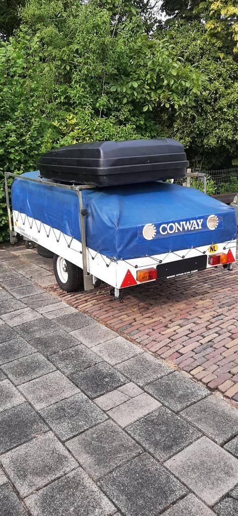 Conway Vouwwagen met dakkoffer - Ideaal voor kampeerders, Blauw, Aanwezig, Meer dan 6, Ophalen