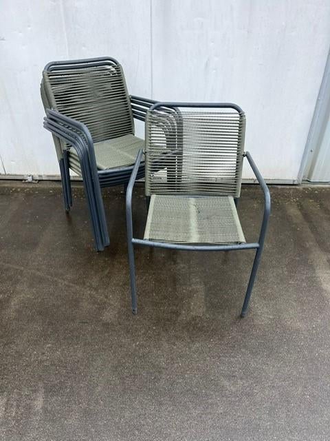 5 stuks horeca restaurant terras stoelen stapelbaar groen, Ophalen, Overige kleuren, Zo goed als nieuw, Stof