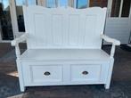 Wit bankje met opbergruimte, Ophalen, Gebruikt, Minder dan 75 cm, Tweepersoons