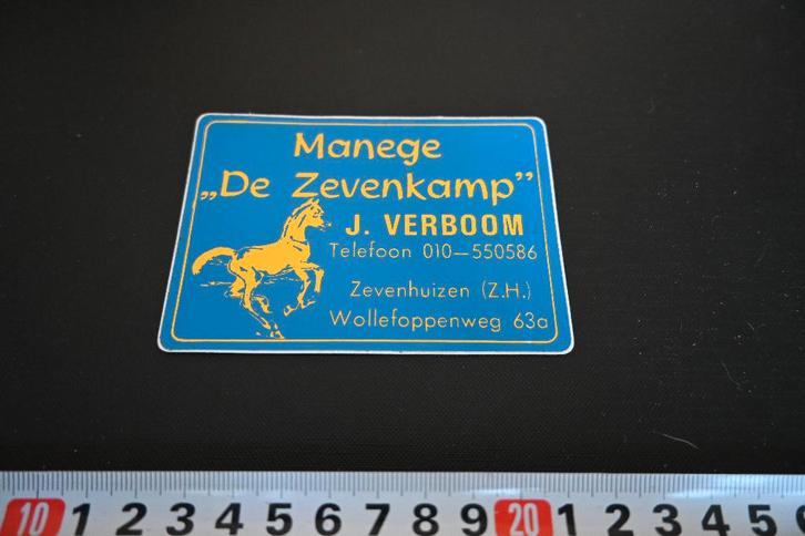 sticker Zevenhuizen (Z.H.) Manege DE ZEVENKAMP J. Verboom, Hobby en Vrije tijd, Stickers en Plaatjes, Zo goed als nieuw, Sticker
