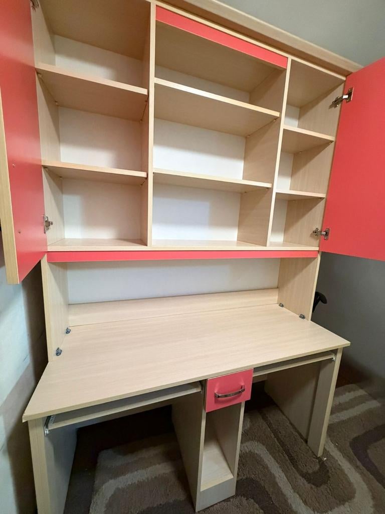 Stevige Maatwerk Studiekast met Bureau voor 2 Kinderen, Huis en Inrichting, Bureaus, Ophalen, Zo goed als nieuw