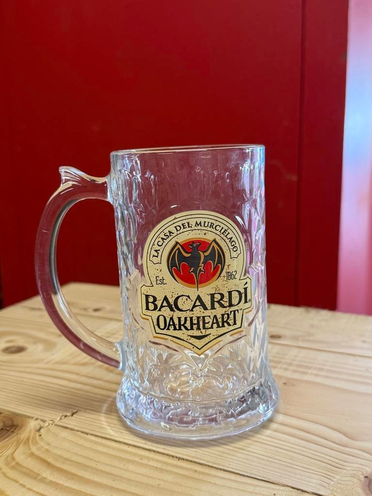 Bacardi Oakheart Glas - Bierpul / Rum Mok met Reliëf, Verzamelen, Ophalen, Zo goed als nieuw, Overige typen