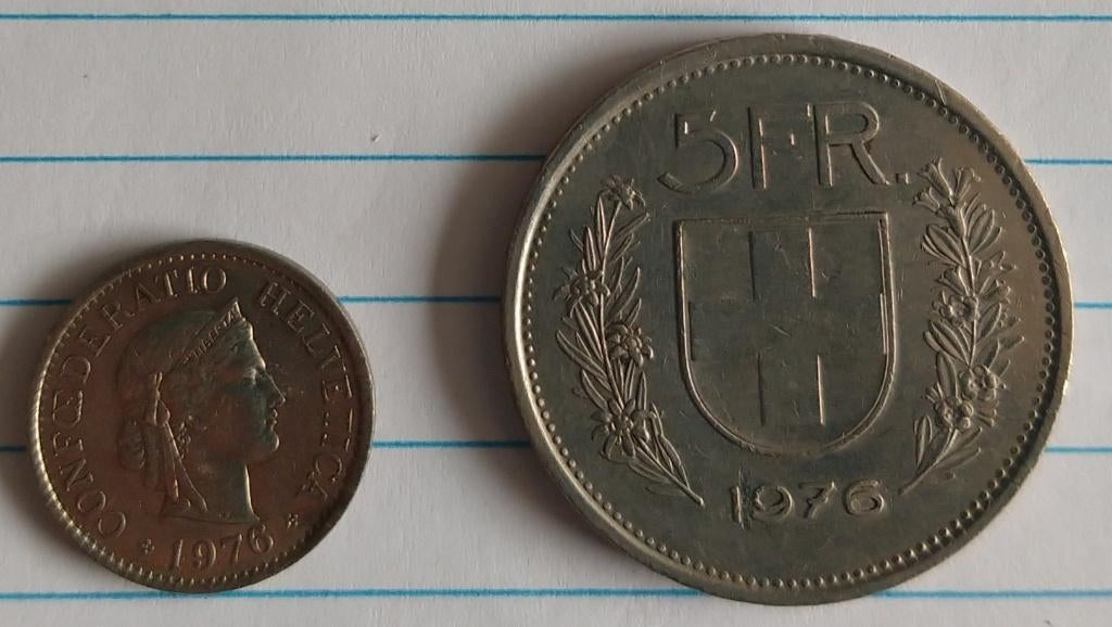 zwitserse munten; 1976, volgnr 57, Ophalen of Verzenden, Overige landen, Losse munt