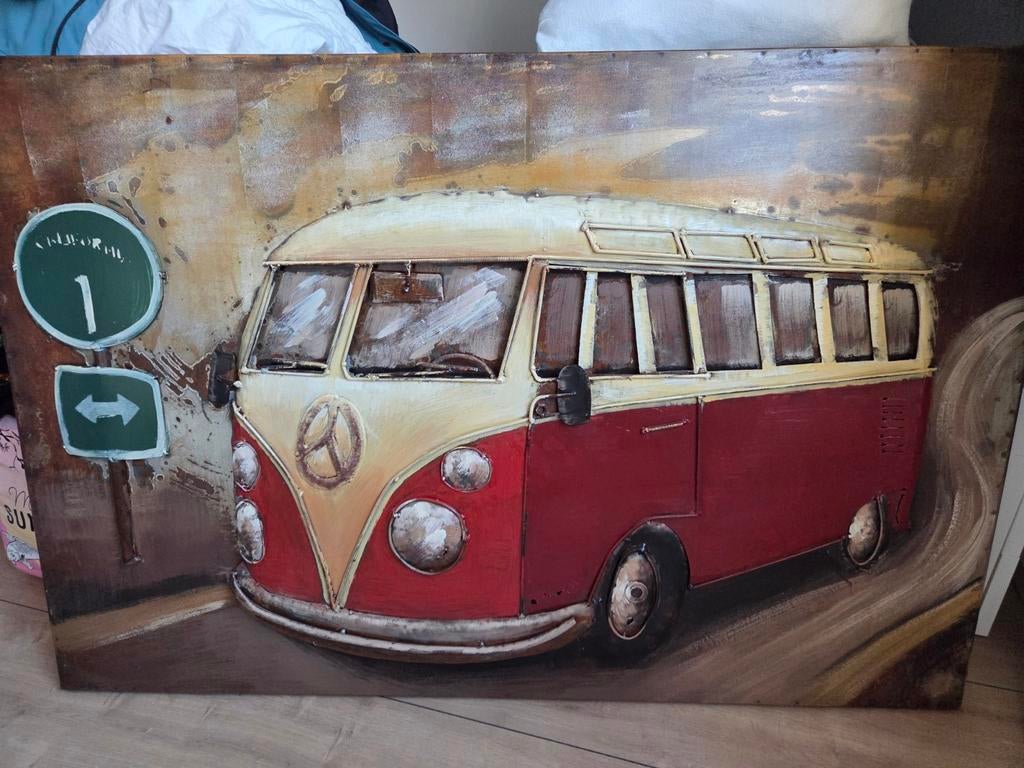 Metalen Schilderij: Rode VW Bus T1 Samba (Loods 5), Ophalen