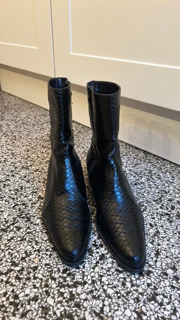 PANARA/PAUW Zwart croco LEREN enkellaarsjes, 37 nieuwstaat, Zwart, Lage of Enkellaarzen, Nieuw, Ophalen of Verzenden